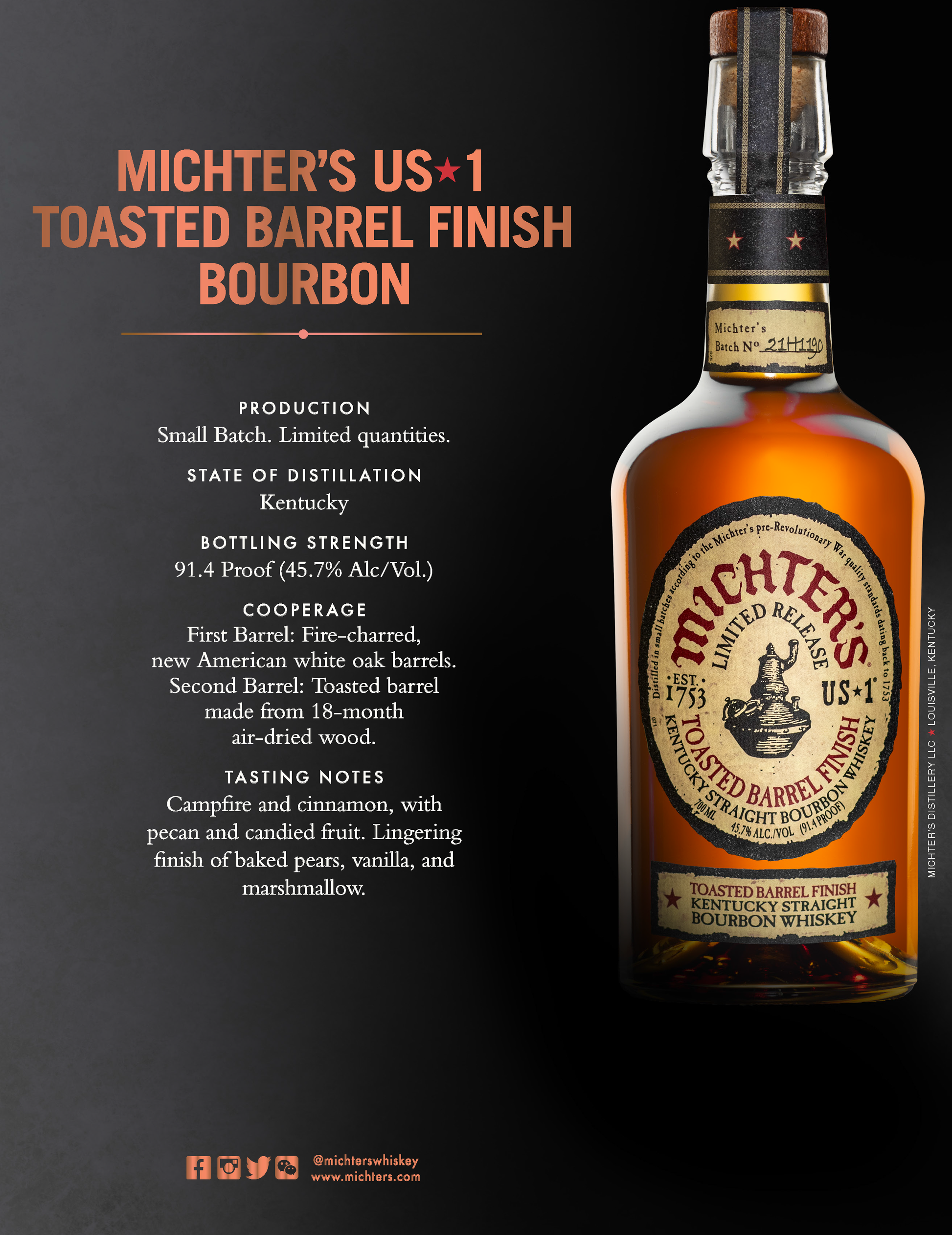 Michter’s 2021 Toasted  Barrel Finish  Bourbon - Bourbon Brothers Australia